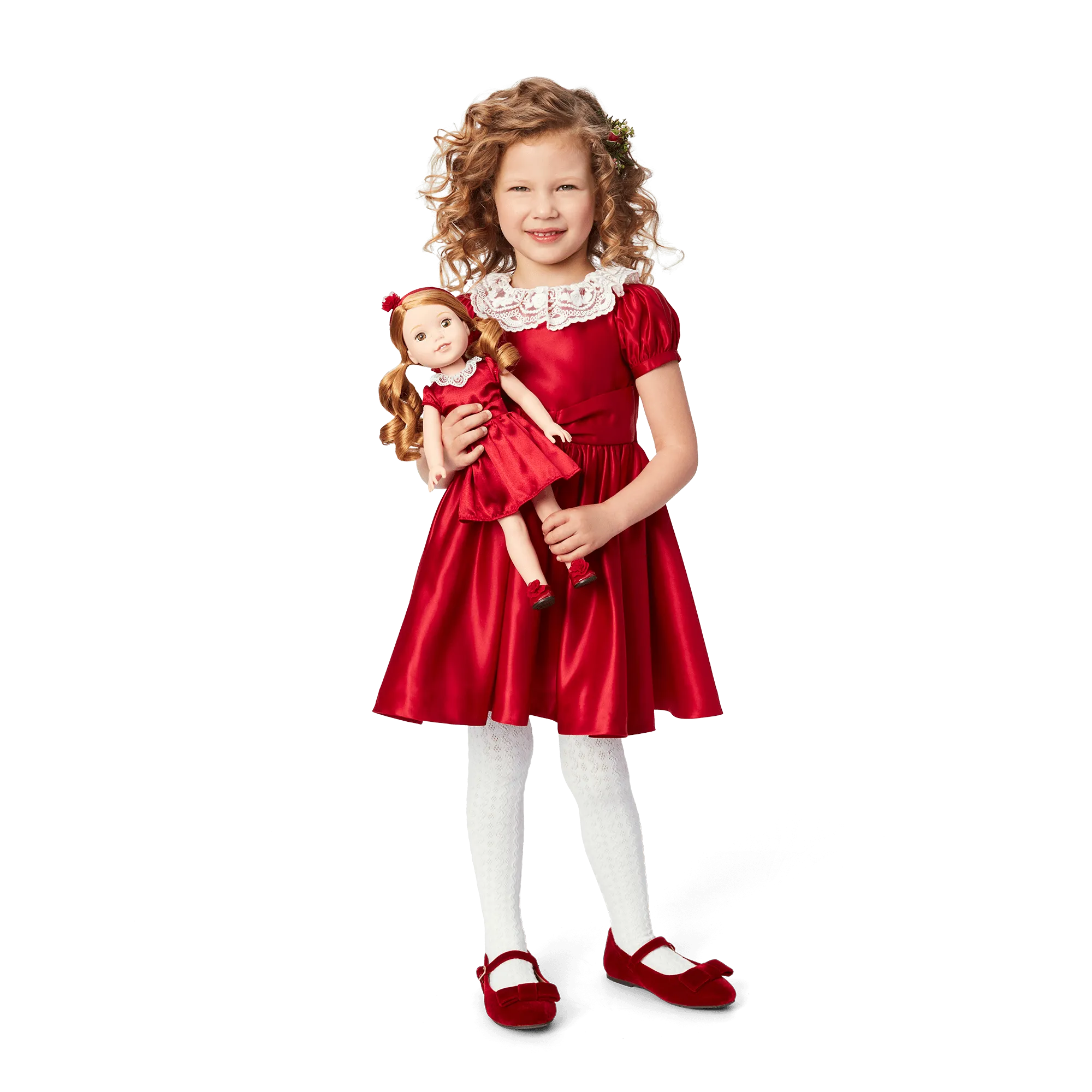 American Girl® x Janie and Jack Holly-Red Party Dress for Little Girls & WellieWishers™ Dolls