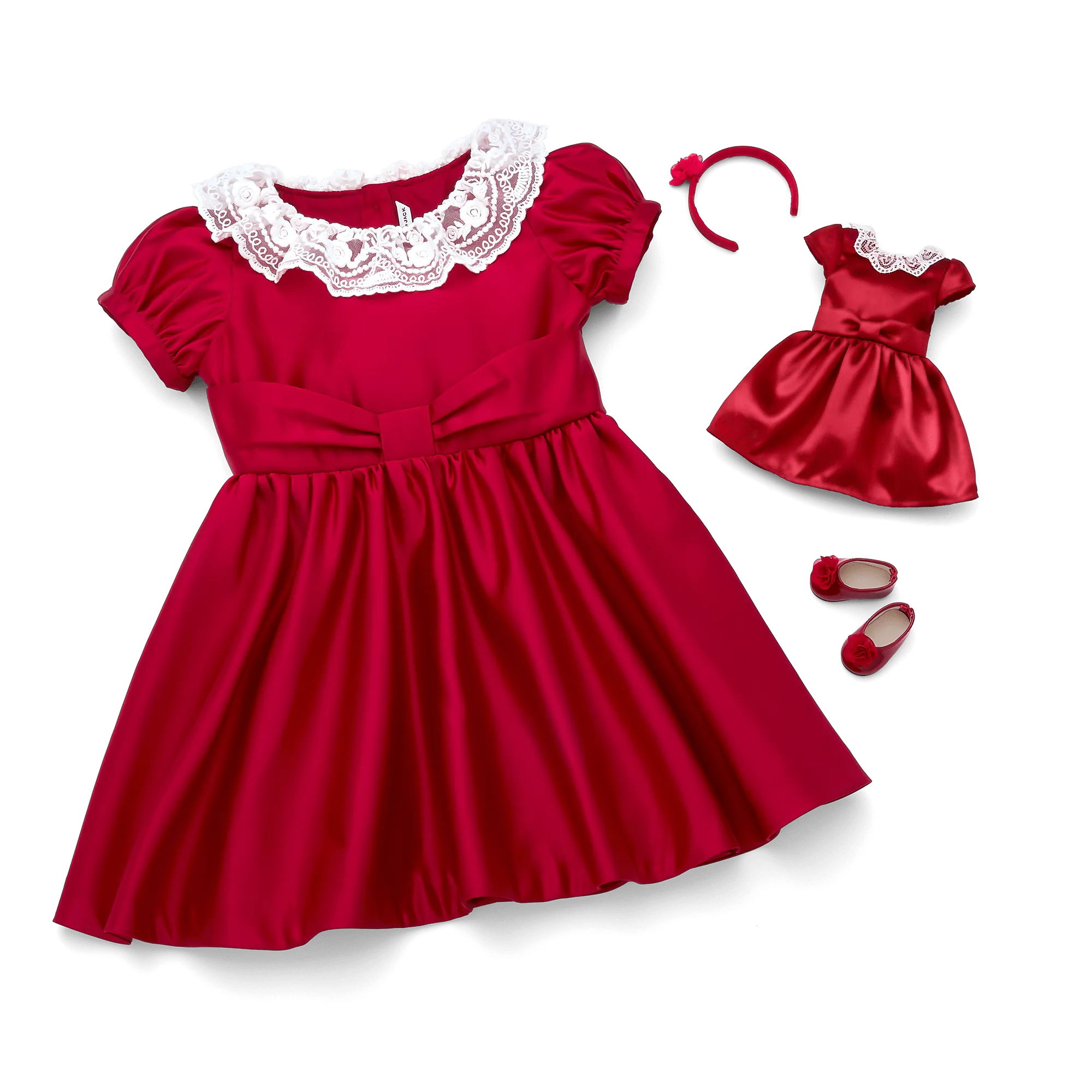 American Girl® x Janie and Jack Holly-Red Party Dress for Little Girls & WellieWishers™ Dolls