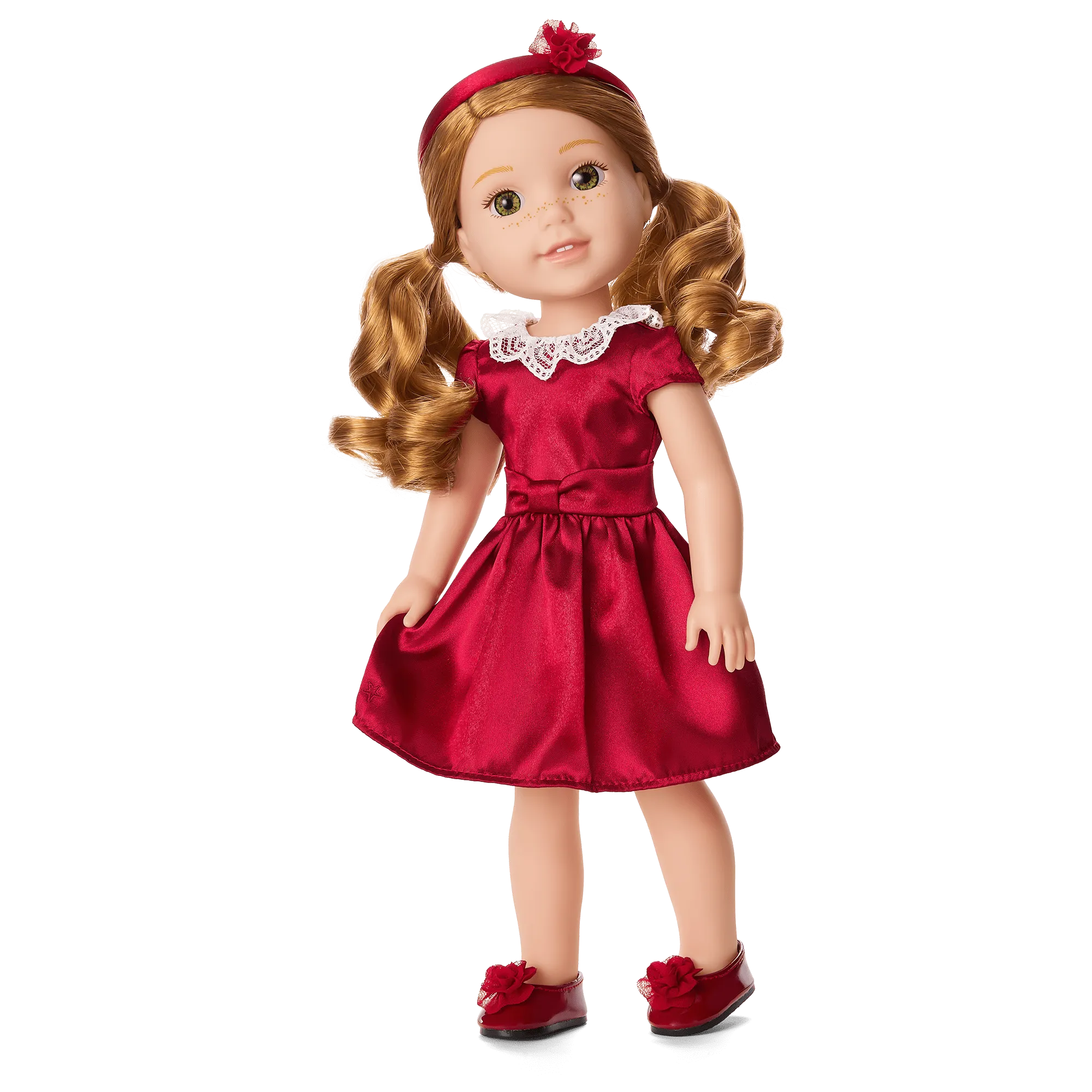 American Girl® x Janie and Jack Holly-Red Party Dress for Little Girls & WellieWishers™ Dolls