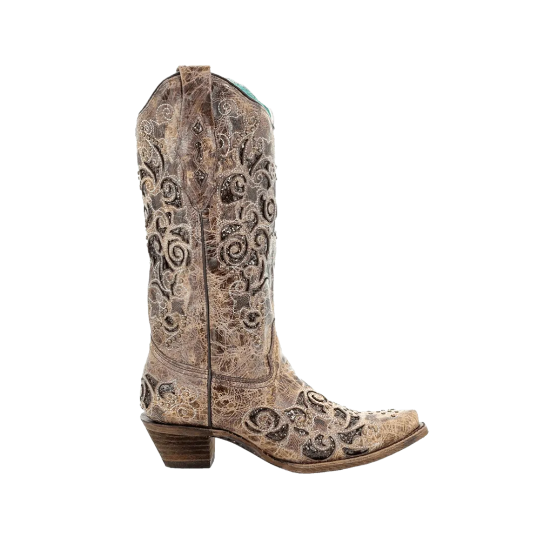 Corral Boots Women's Aracely Brown Glitter Inlay And Studs Boot
