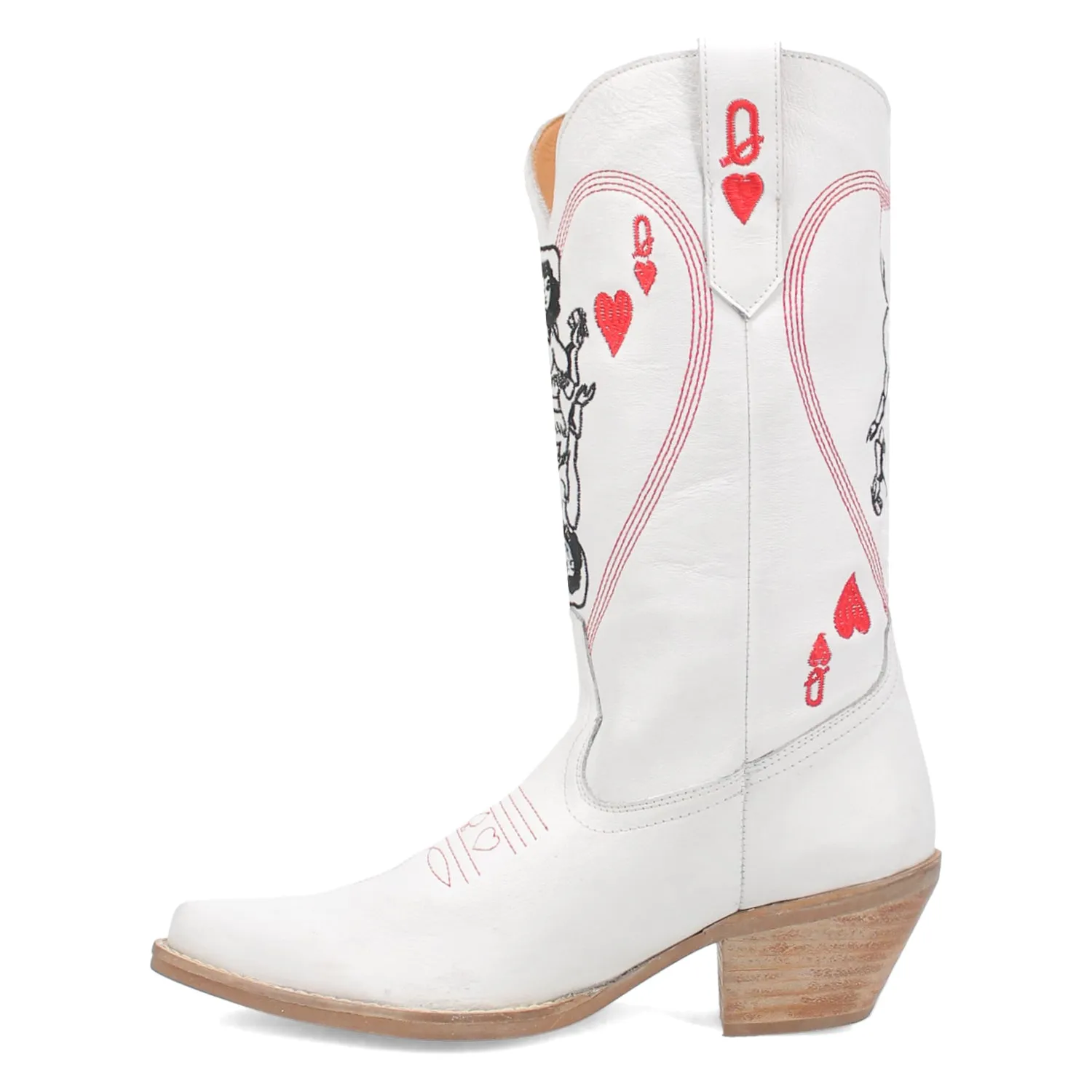 Ladies Dingo Queen of Hearts White Leather Western Cowboy Boots