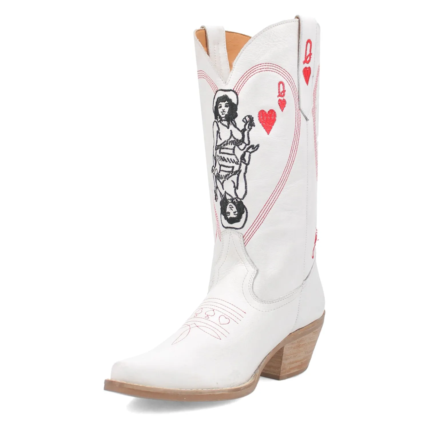 Ladies Dingo Queen of Hearts White Leather Western Cowboy Boots