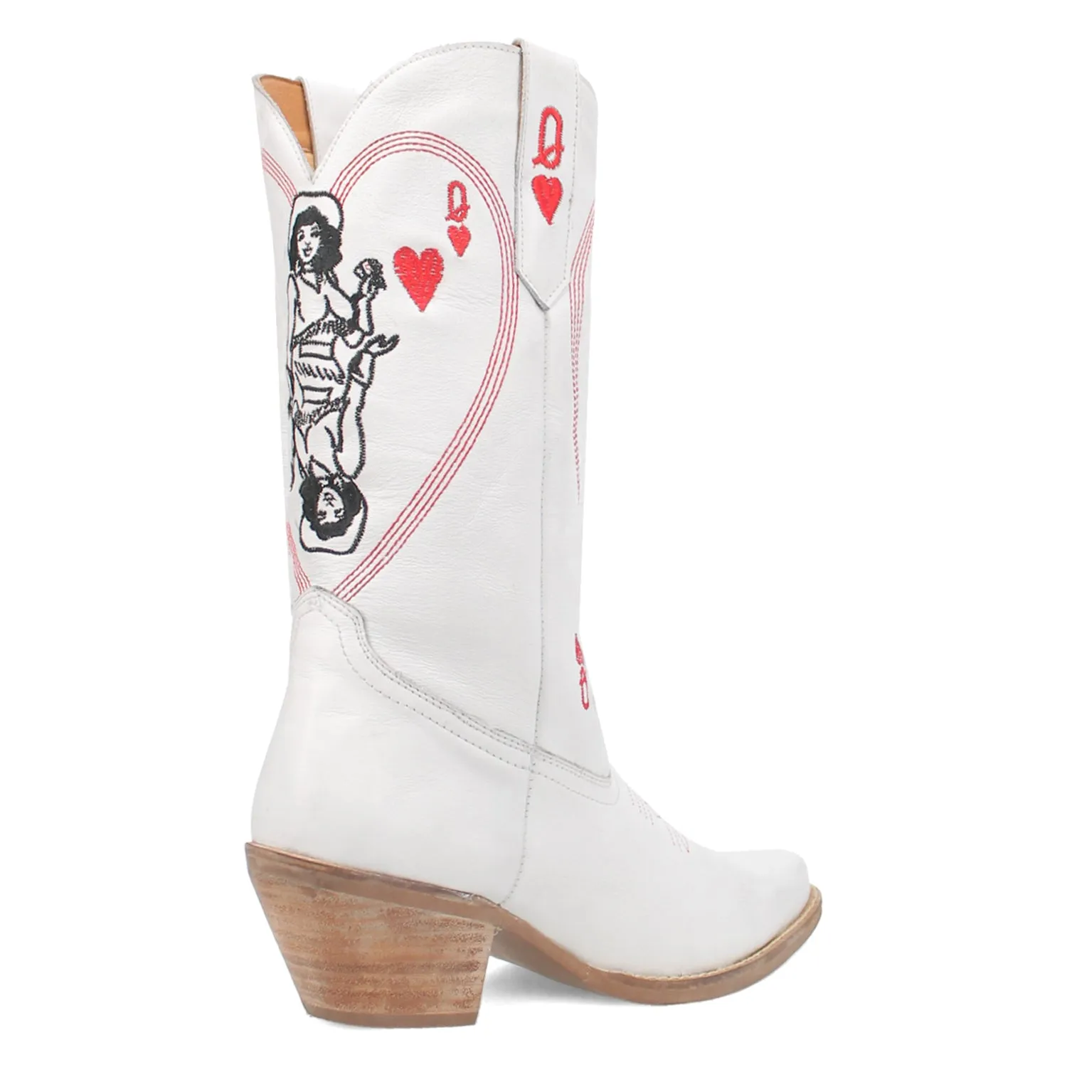 Ladies Dingo Queen of Hearts White Leather Western Cowboy Boots