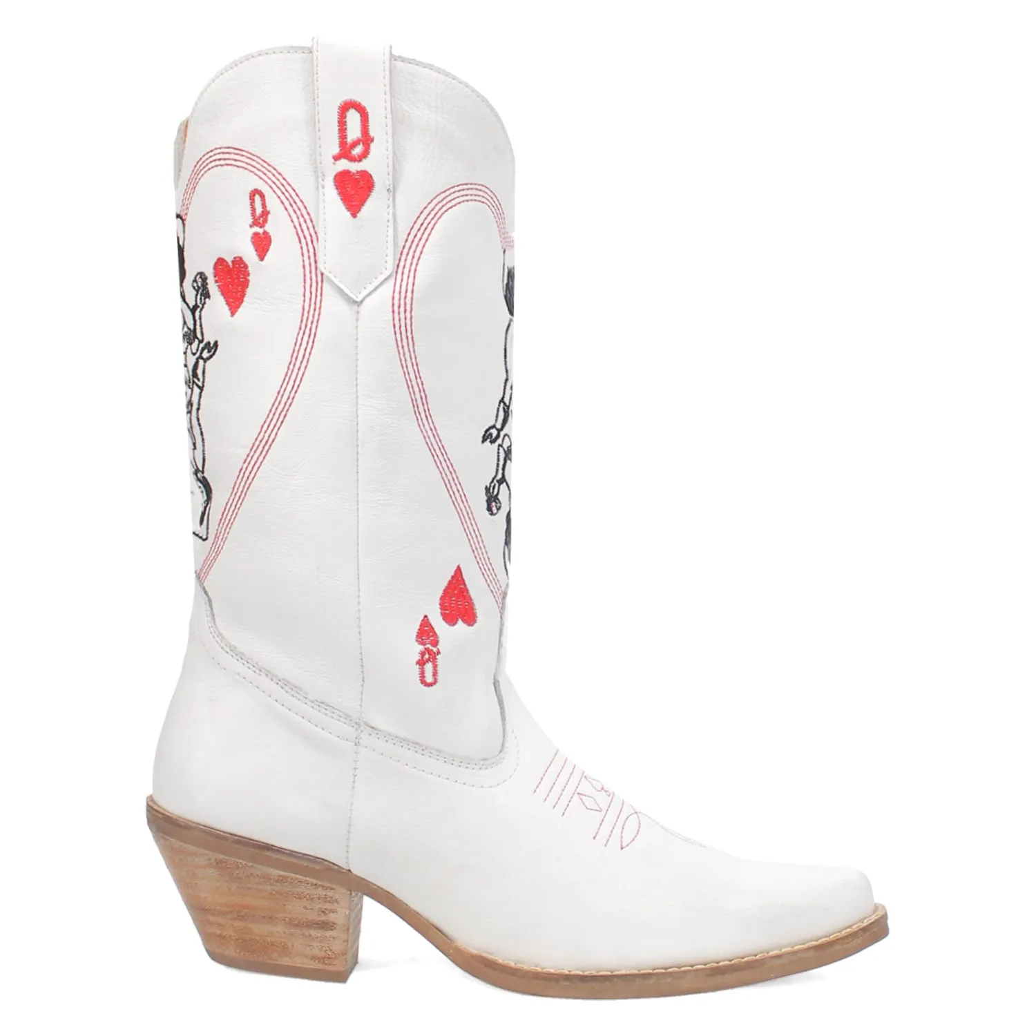 Ladies Dingo Queen of Hearts White Leather Western Cowboy Boots