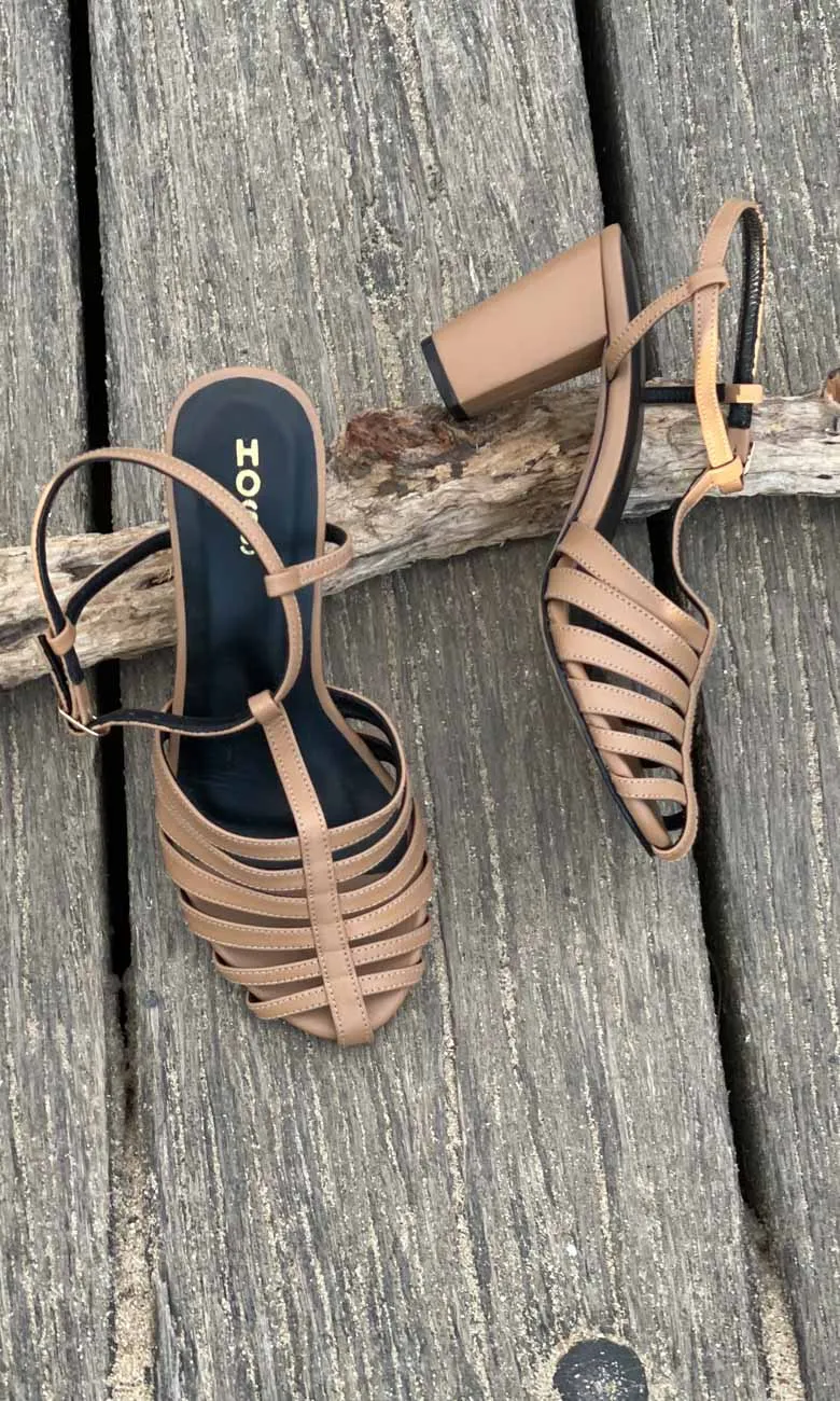 HOSS Cage Block Heel - Camel