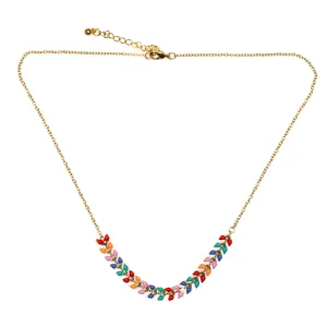 Multicolour Leaf on Chain Necklace