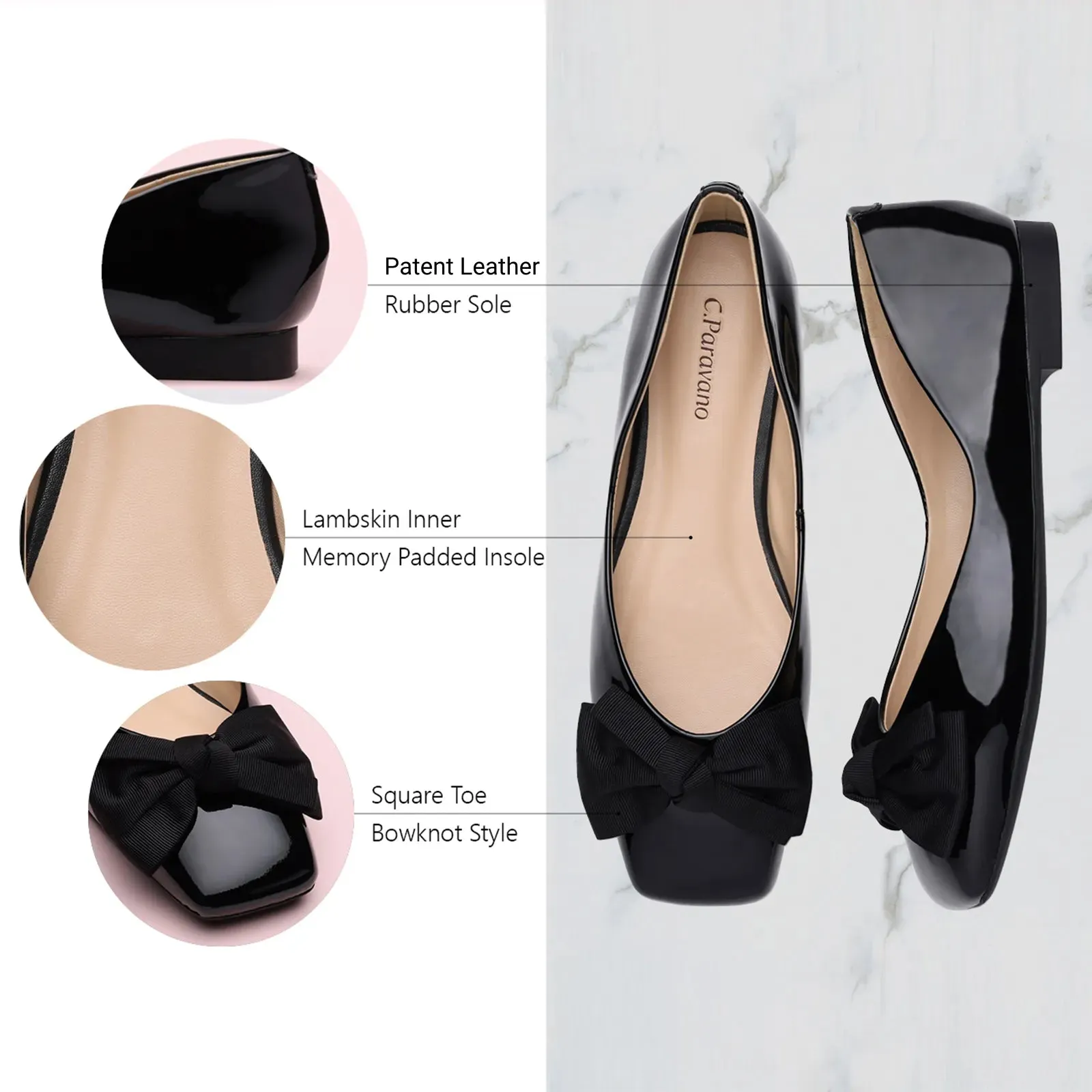 Patent Bow Ballerina Flats (Eva)