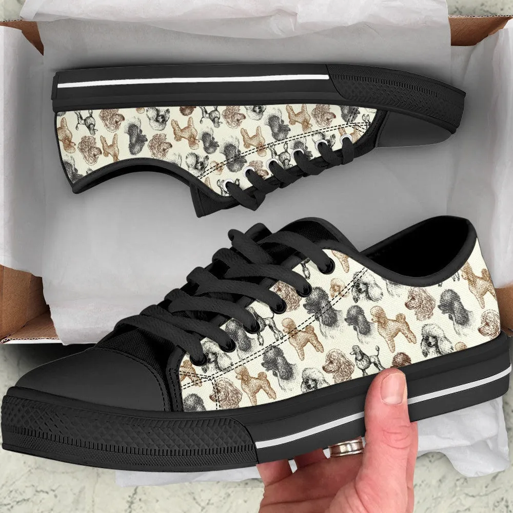 Poodle Low Top Shoes - Lowtop Casual Shoes Gift For Adults, Dog Printed Shoes, Canvas Shoes For Men, Women