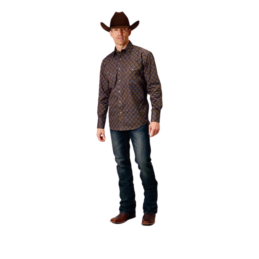 Roper Men's Diamond Medallion Brown Shirt