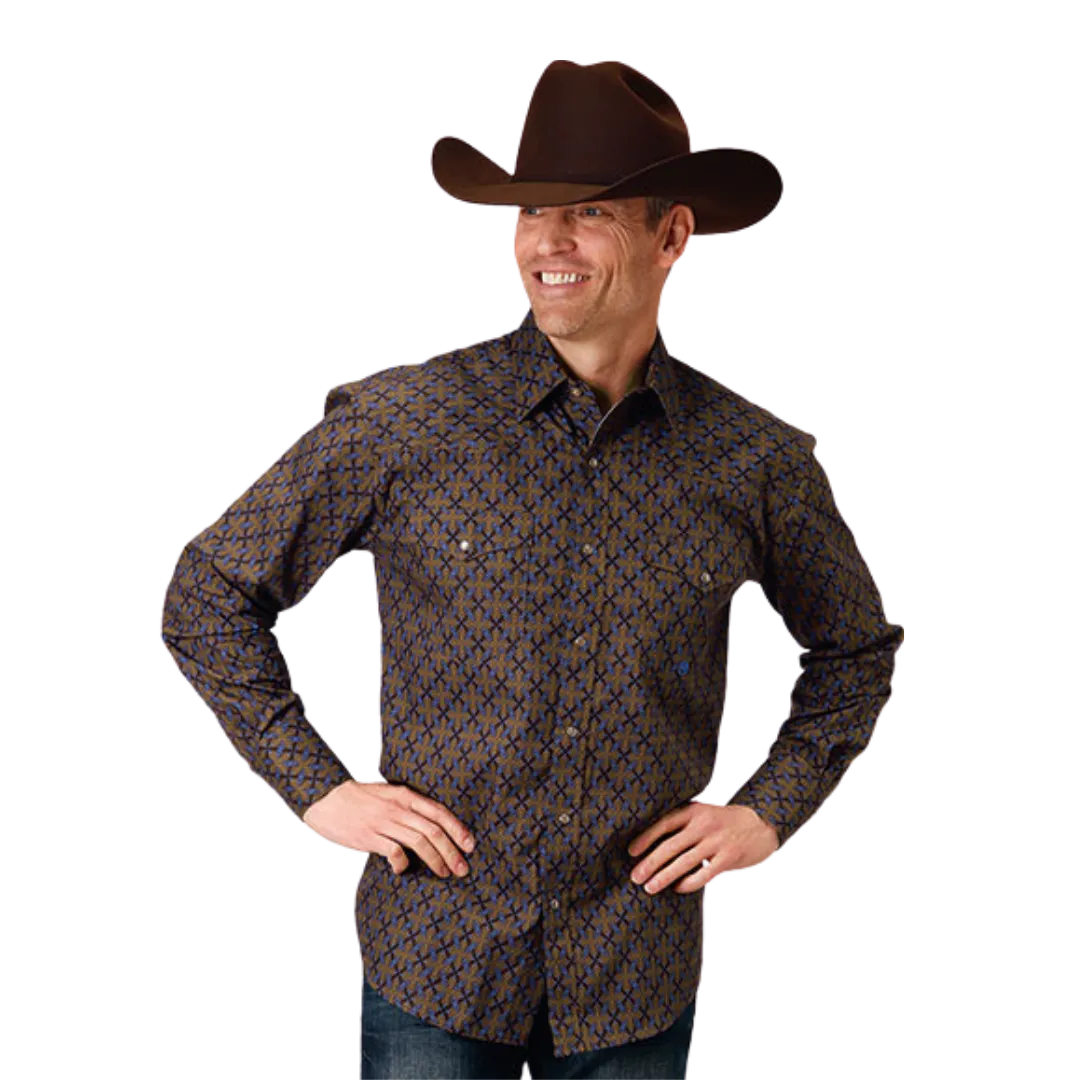 Roper Men's Diamond Medallion Brown Shirt