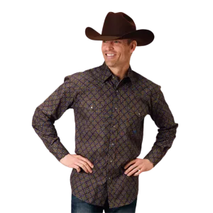 Roper Men's Diamond Medallion Brown Shirt