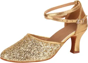Sandals Women Latin Dance Shoes Heeled Ballroom Tango Party Heels Performance Practice Dance Shoes Latin Dance Sandals