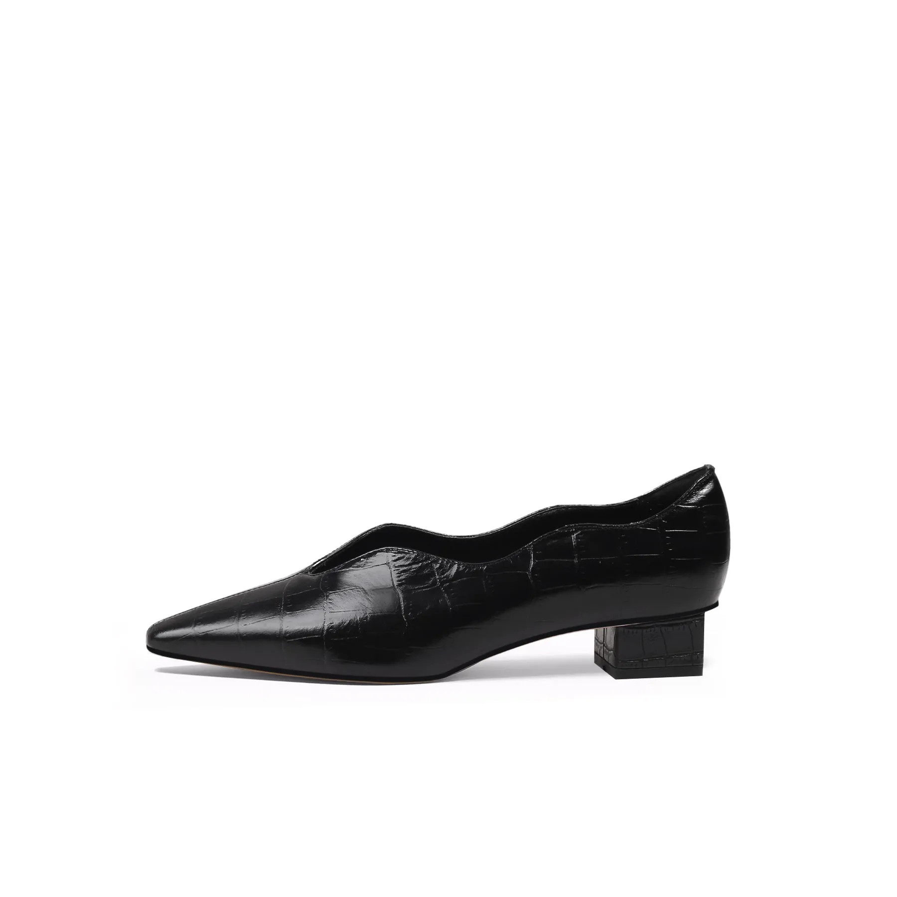 Scalloped Block Heel Pumps