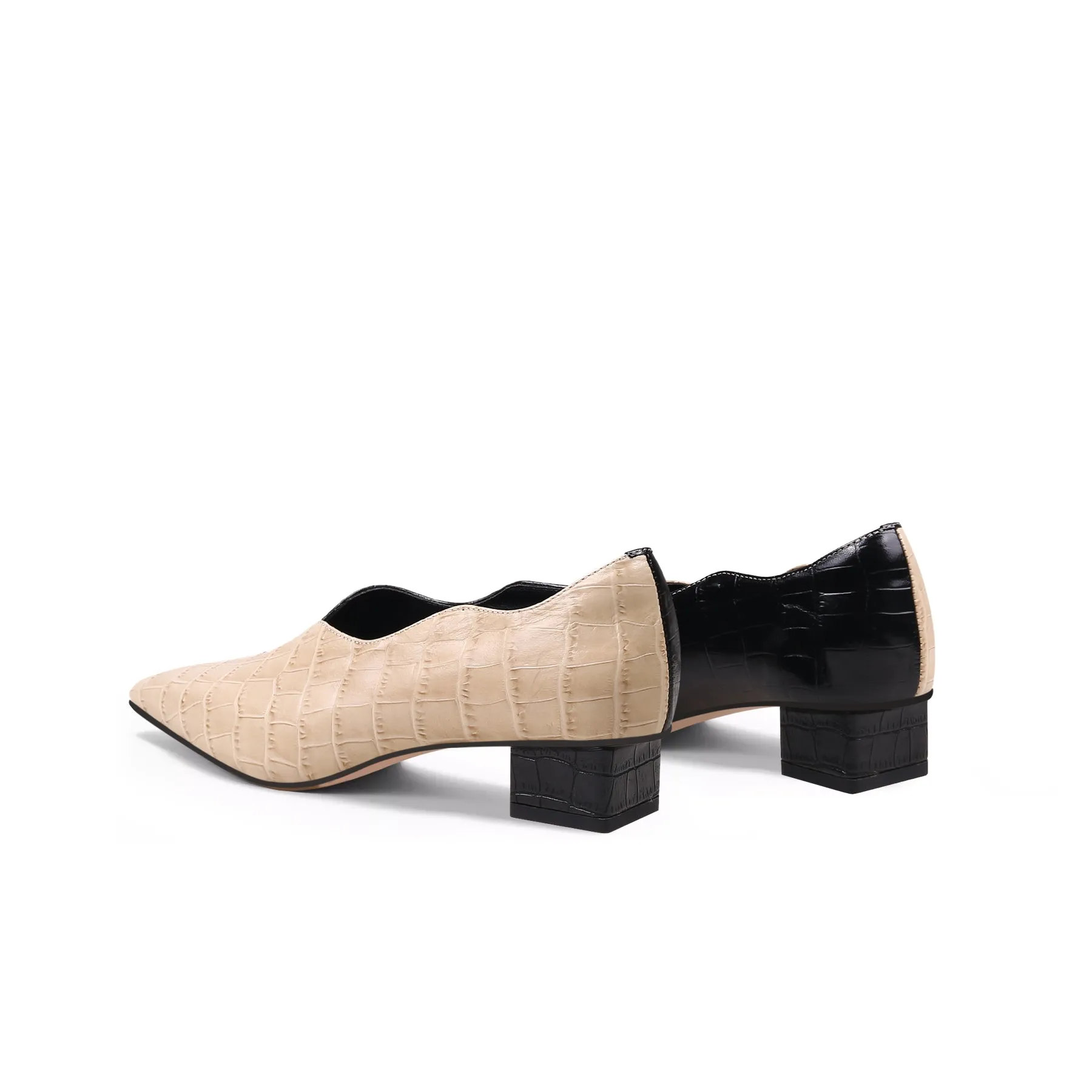 Scalloped Block Heel Pumps