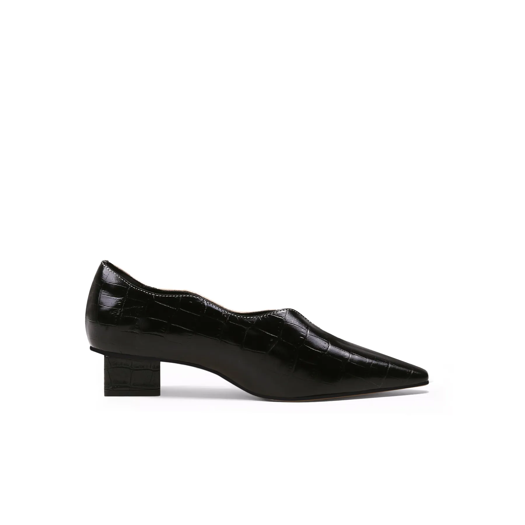 Scalloped Block Heel Pumps