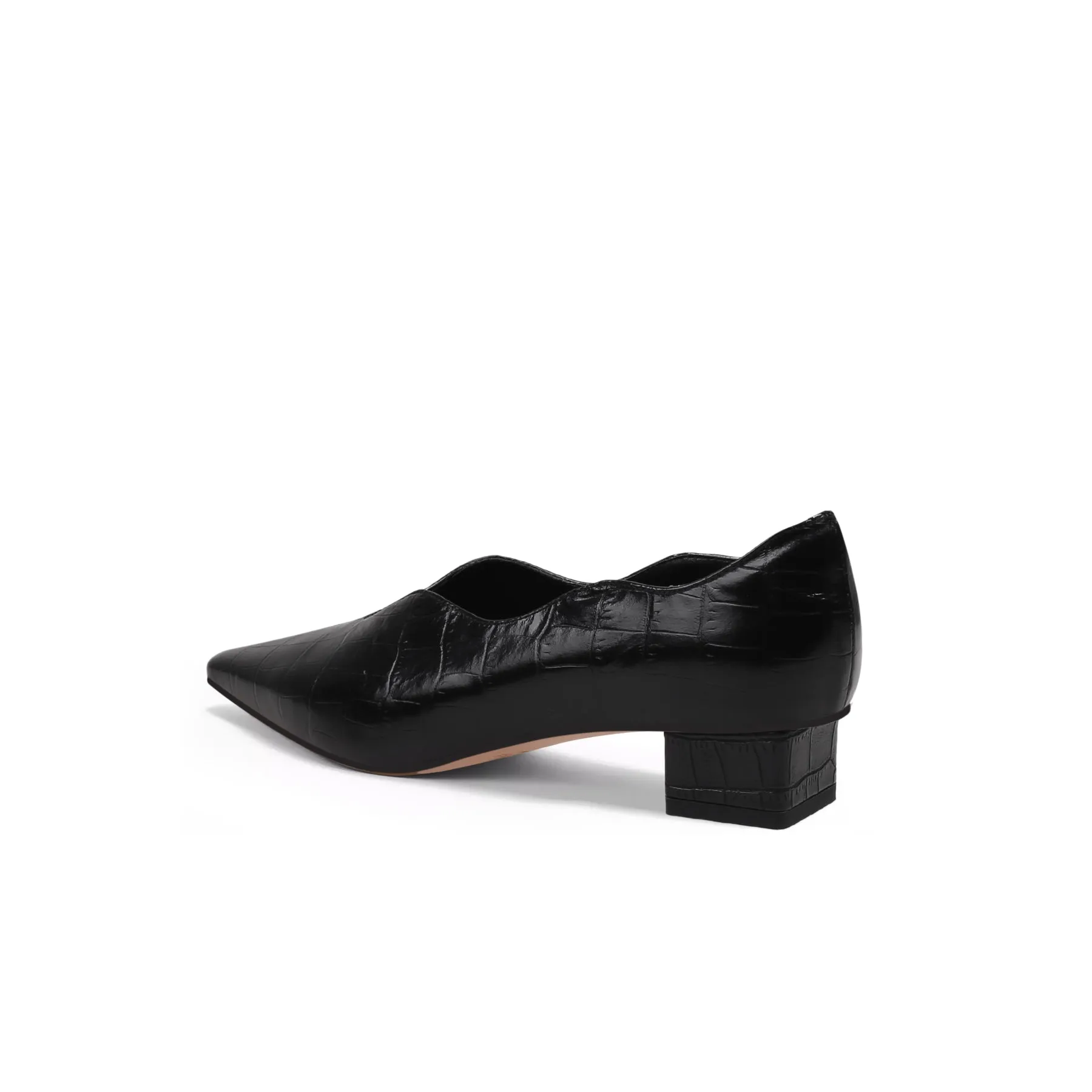 Scalloped Block Heel Pumps