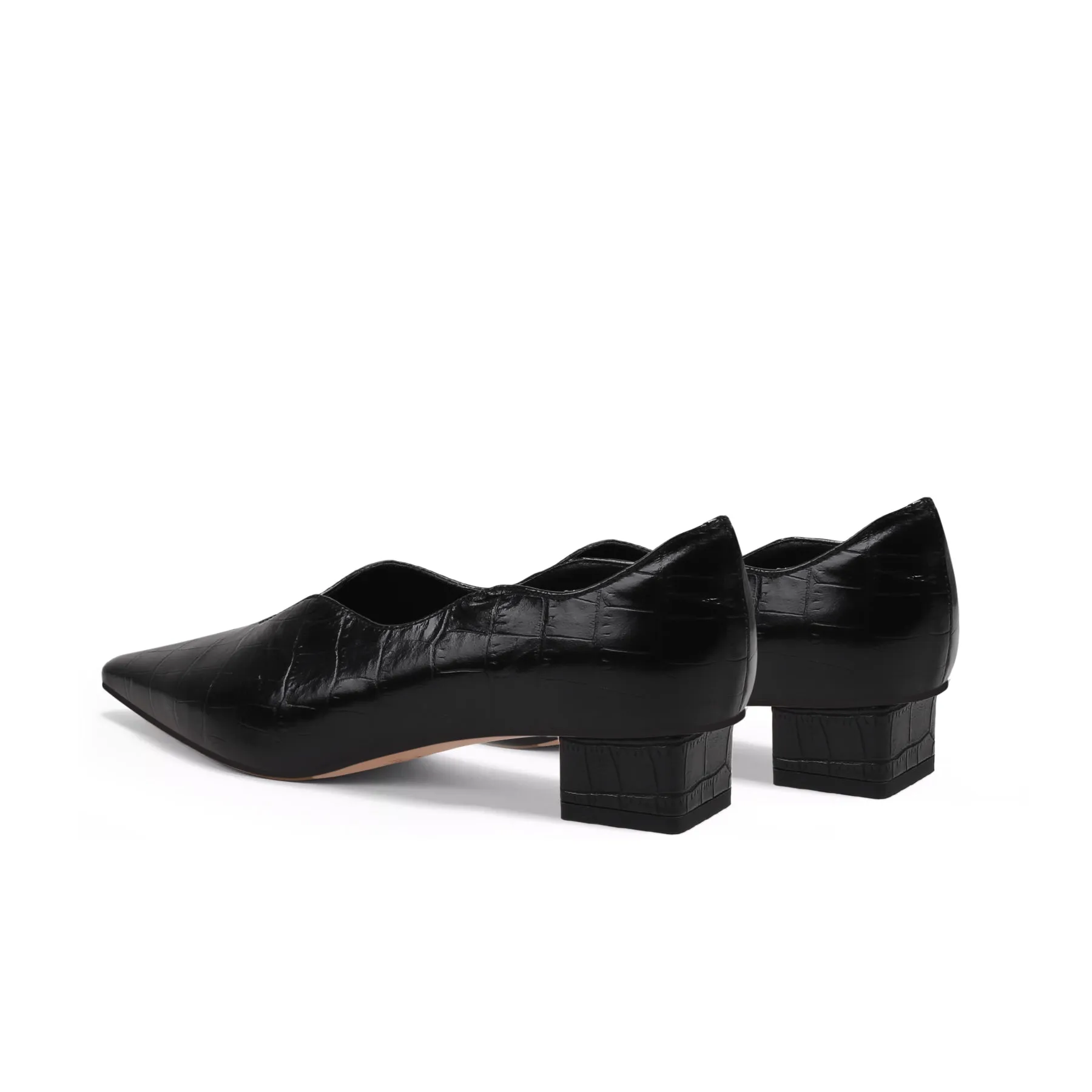 Scalloped Block Heel Pumps