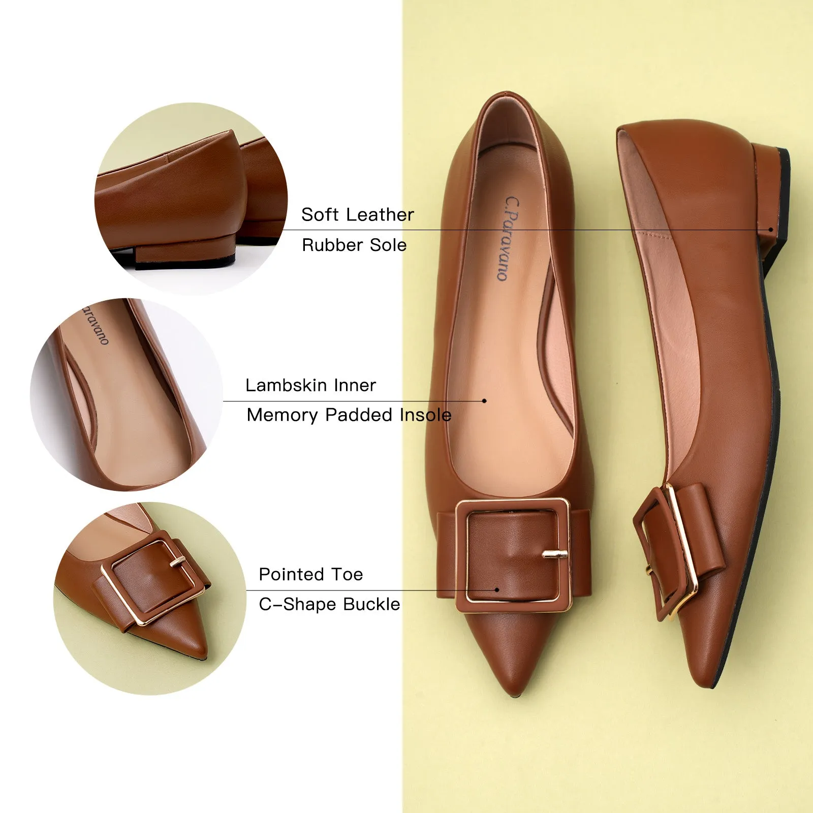 Square Buckled Elegant Flats