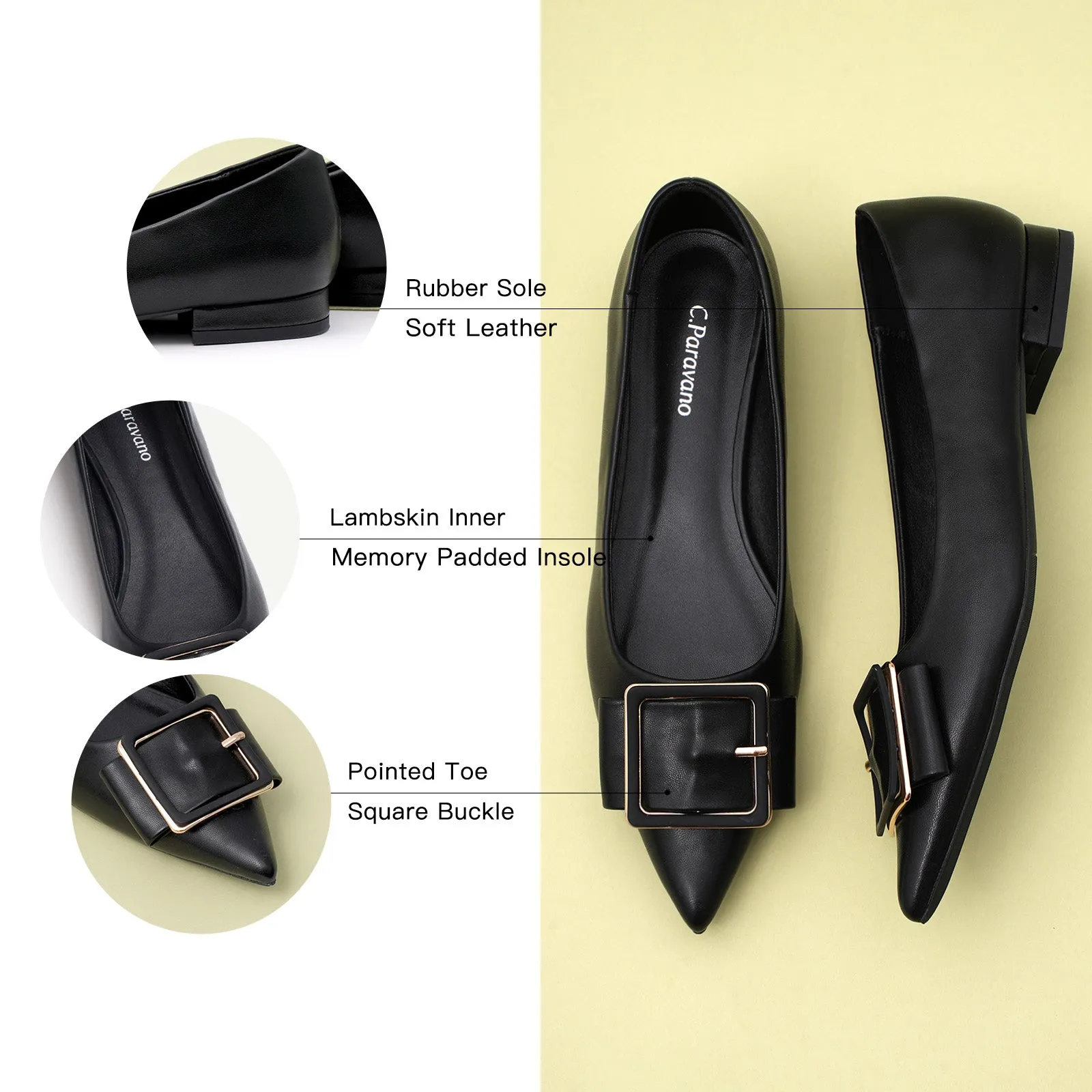 Square Buckled Elegant Flats