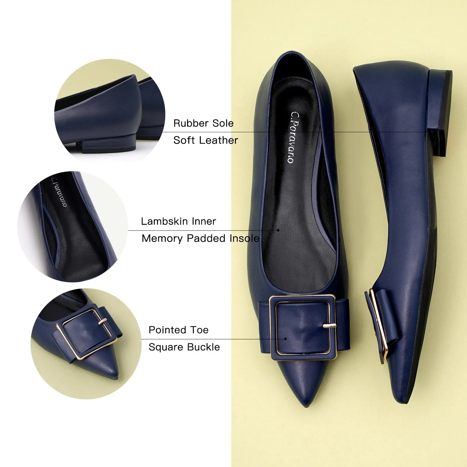 Square Buckled Elegant Flats