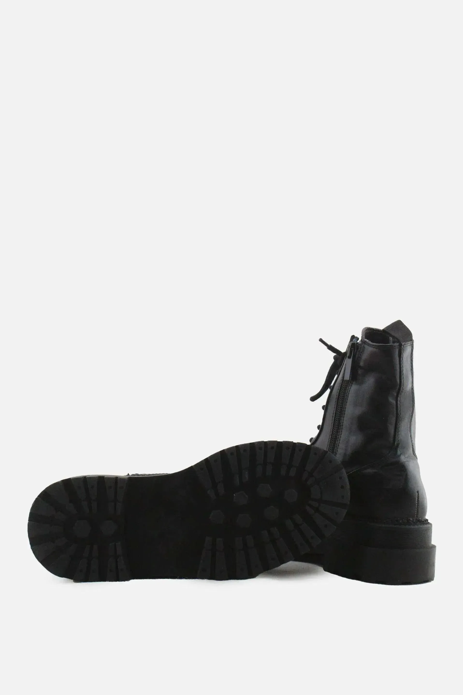Stradivarius Zipper Laces Combat Ankle Boots | 100% Authentic Leather