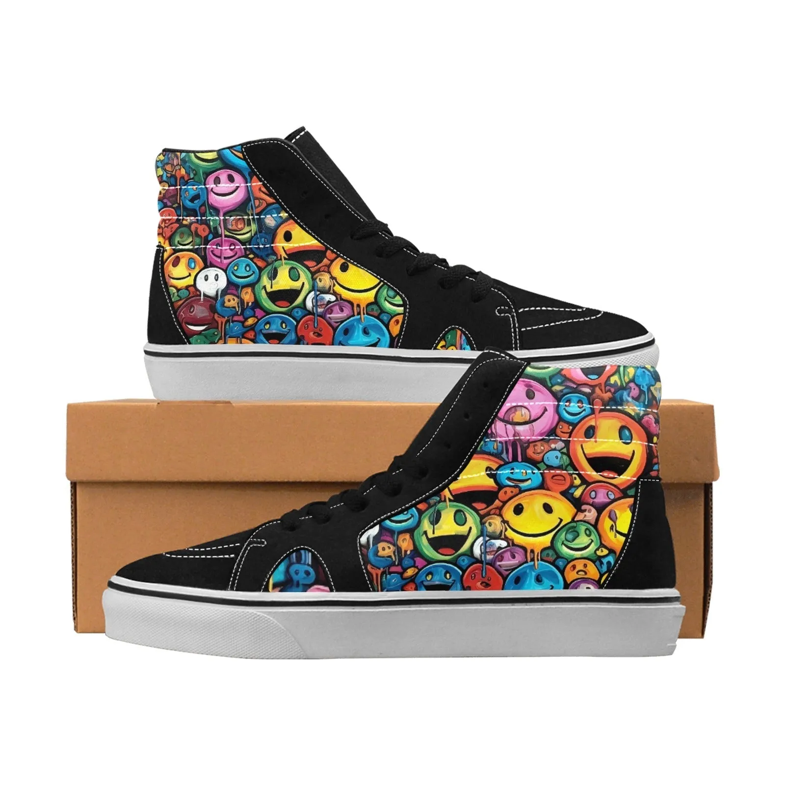 Street Art Smileys High Top Sk8 Sneakers