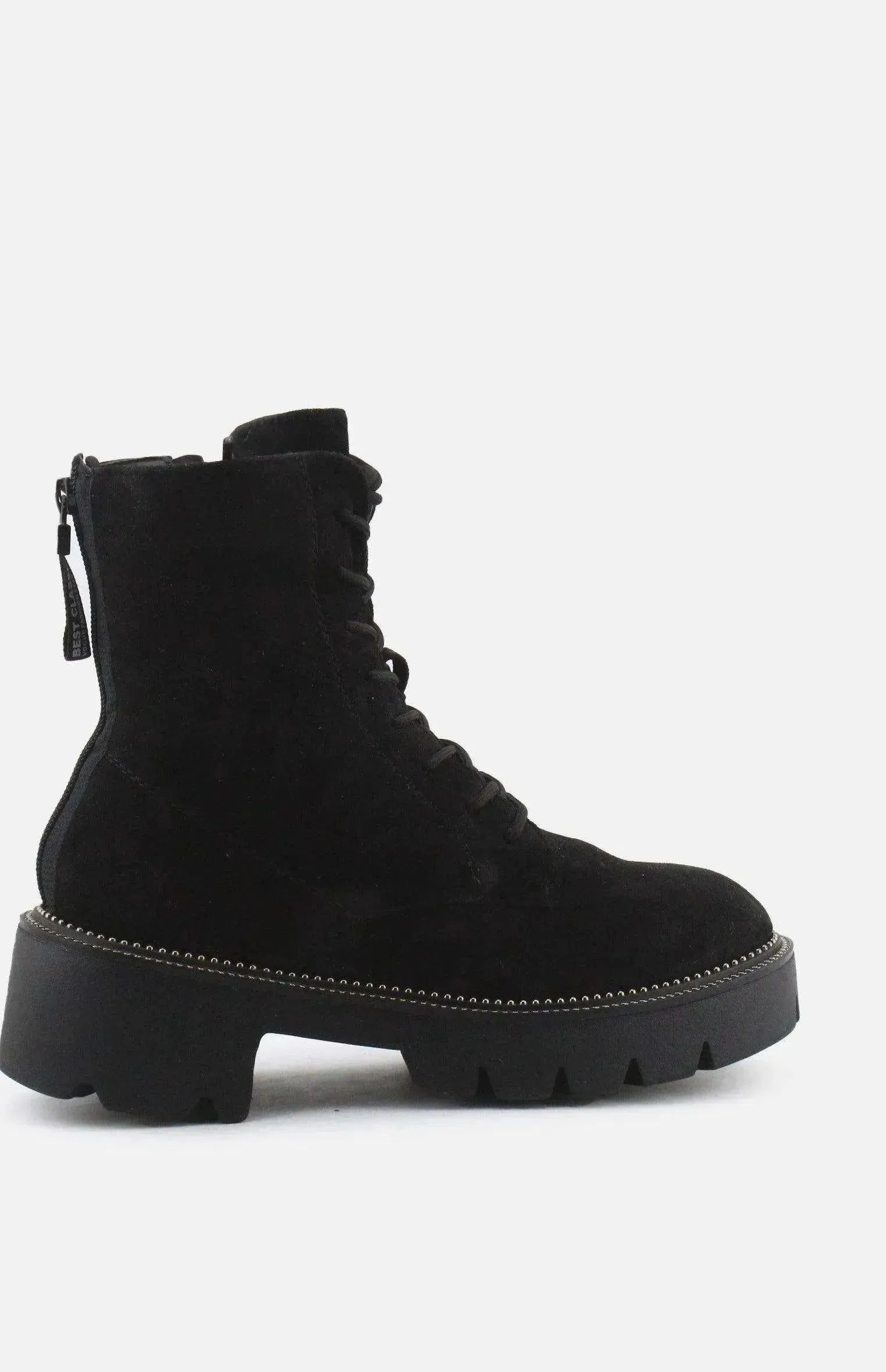 Vogue Zipper Laces Combat Ankle Boots | Suede