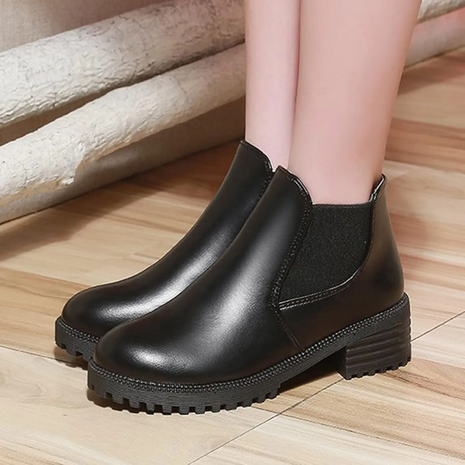 Womens Booties Ankle Round Toe Booties for Women Womens Ankle Boots Wedge Bootie for Women Wide Width Indoor and Outdoor Soft Sole Fashion Pointed Toe Mid Heel Slip On