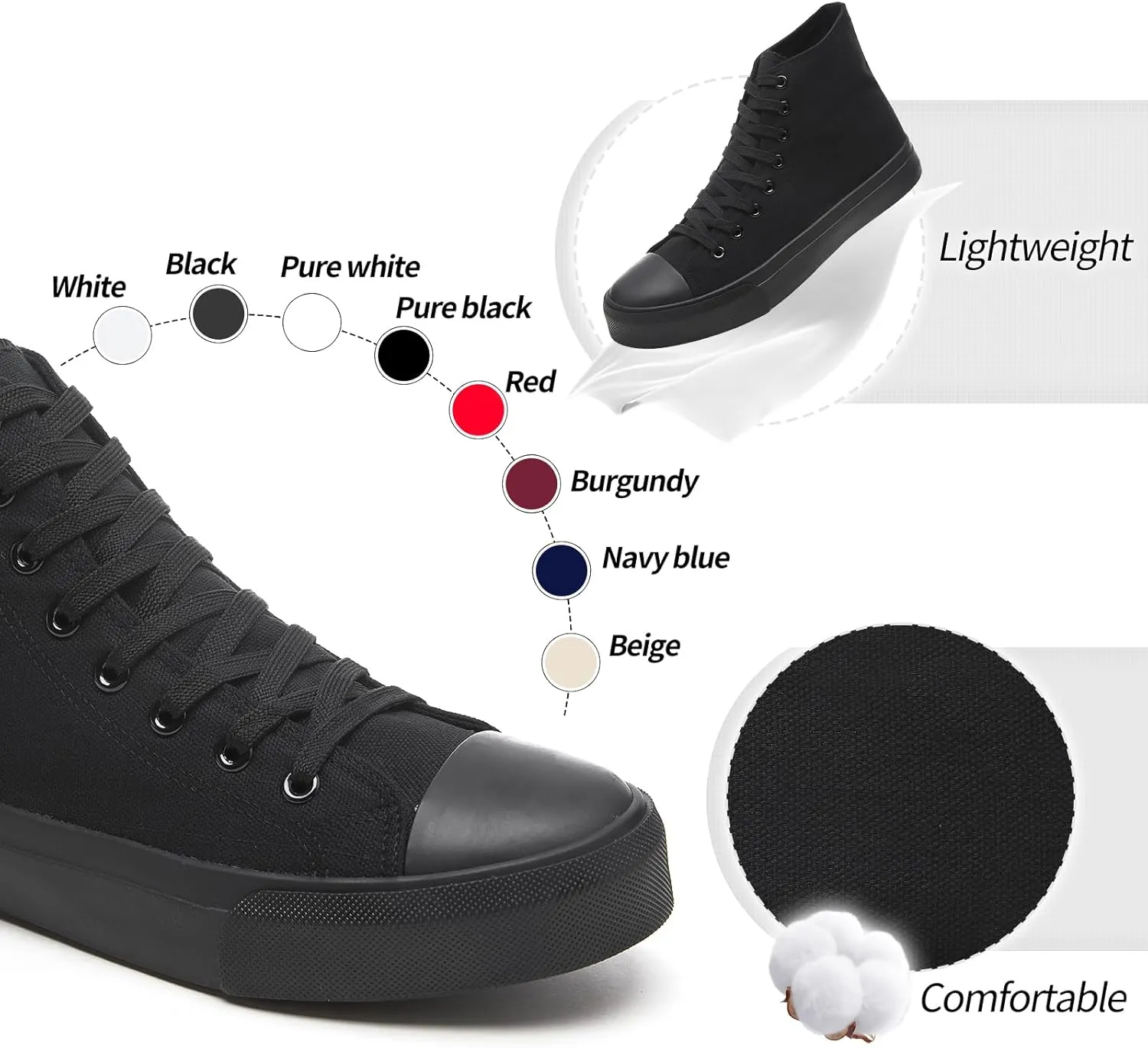 yageyan Mens High Top Canvas Sneakers Fashion Lace up Walking Shoes Casual Classic