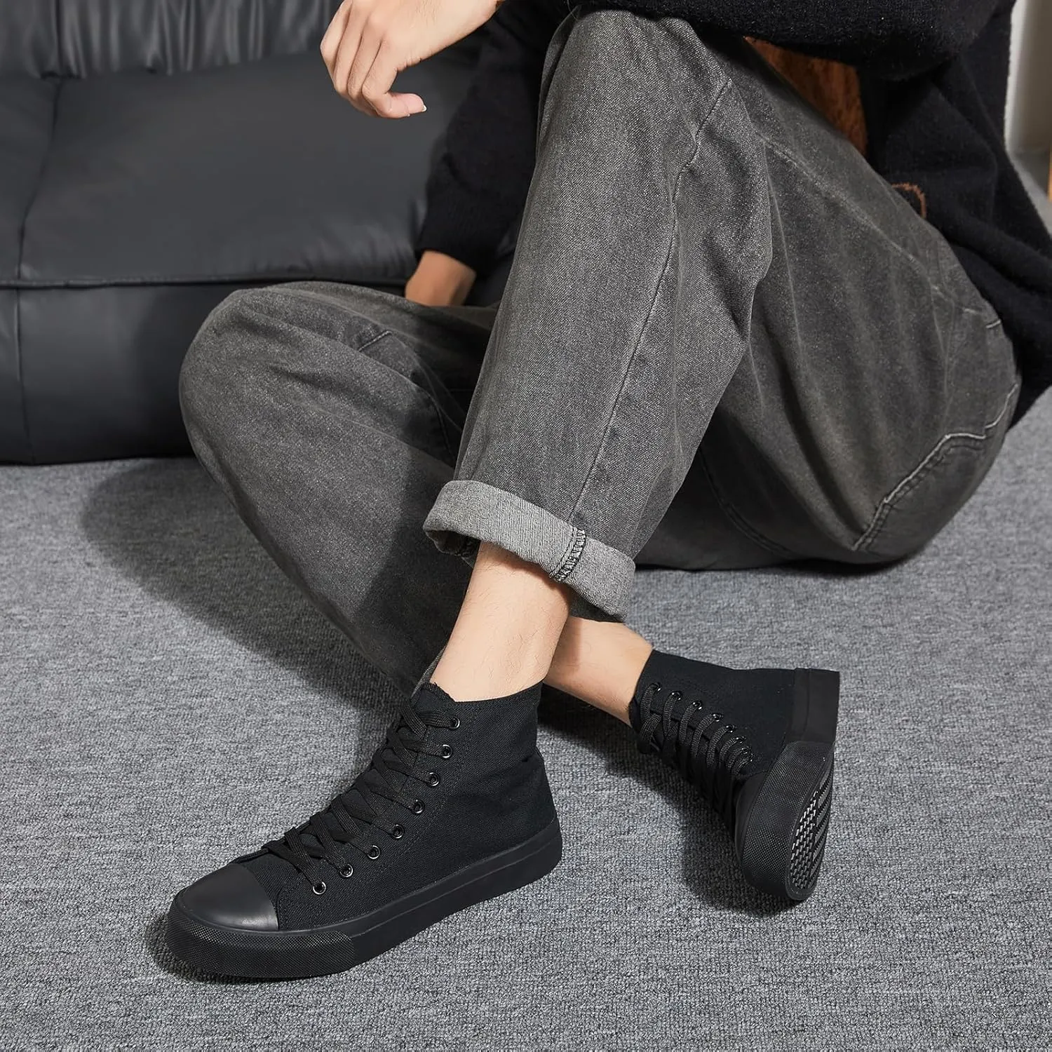 yageyan Mens High Top Canvas Sneakers Fashion Lace up Walking Shoes Casual Classic